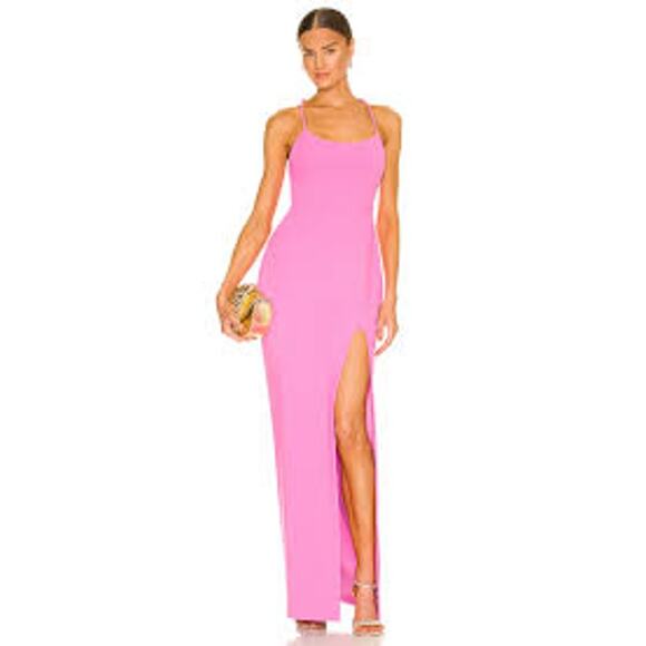 LIKELY Sammy Scoop Neck Gown Halter Neck Back Ring Pink Size 8 NWOT